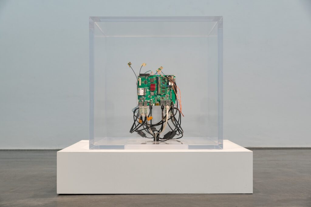 Exhibition view Trevor Paglen & Jacob Appelbaum: Autonomy Cube. Photo © Edith-Russ-Haus