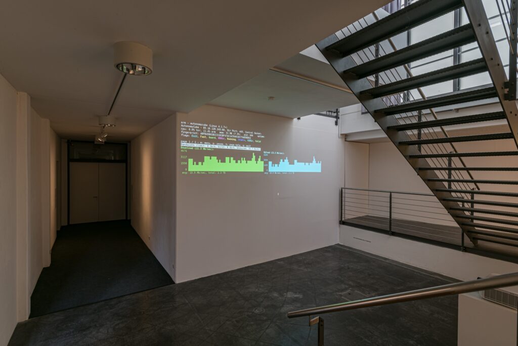 Exhibition view Trevor Paglen & Jacob Appelbaum: Autonomy Cube. Photo © Edith-Russ-Haus